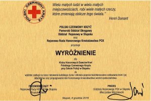 uroczystość XXX-lecia istnienia Klubu Honorowych Dawców Krwi PCK w Szkole Policji w Słupsku