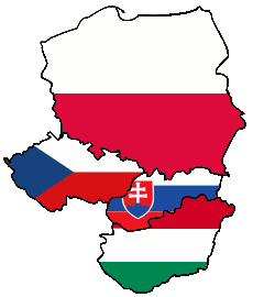 flagi państw w kształcie krajów wchodzących w skład Grupy Wyszehradzkiej 