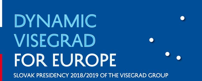 logo z napisem: Dynamic Visegrad for Europe  Slovak Presidency2018/2019 of the Visegrad Group