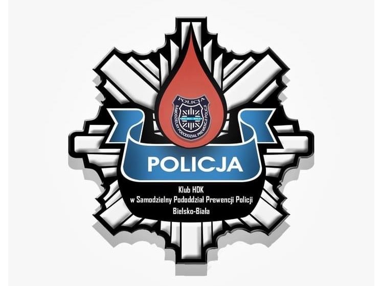 Logotyp Klubu Honorowych Dawców Krwi przy Samodzielnym Pododdziale Prewencji Policji w Warszawie