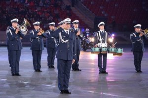 Orkiestra Reprezentacyjna Policji - na pierwszym planie tamburmajor