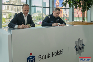 Spotkanie na którym podpisano list intencyjny pomiędzy Komendantem Głównym Policji a PKO BP.