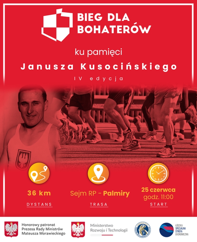 grafika 4. edycji Biegu dla Bohaterów ku pamięci ikony lekkoatletyki - Janusza Kusocińskiego