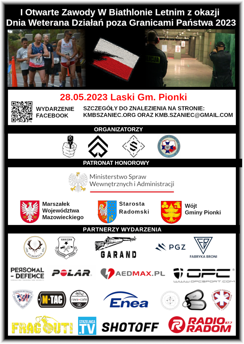 plakat informacyjny dotyczące zawodów biathlonowych