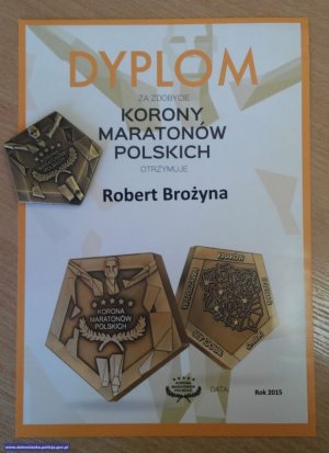 dyplom za zdobycie Korony Maratonów Polskich