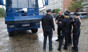 Niemieccy policjanci w katowickim oddziale prewencji