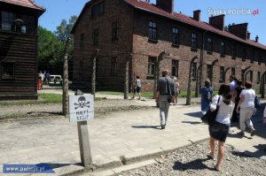 uczestnicy projektu na terenie Byłego Niemieckiego Nazistowskiego Obozu Koncentracyjnego i Zagłady &quot;Auschwitz-Birkenau&quot;.