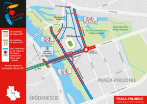 mapy z organizacją ruchu w czasie trwania szczytu NATO w Warszawie