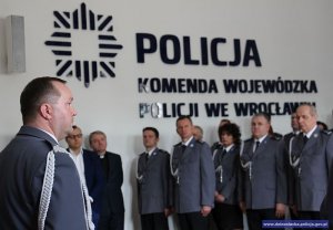 uroczystość wprowadzenia nowego Komendanta Wojewódzkiego Policji we Wrocławiu nadinsp. Tomasza Trawińskiego
