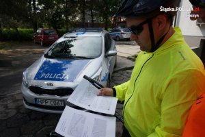 policjanci z Komisariatu Policji w Strumieniu w trakcie wyprawy rowerowej