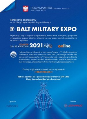 plakat BALT-MILITARY-EXPO - 16. Bałtyckie Targi Militarne. Deskrypcja w załączniku