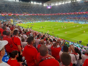 polscy kibicie w trakcie oglądania meczu na stadionie