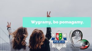 baner z napisem Gramy i Pomagamy oraz logiem Lubuskiej Policji i Szkoły Podstawowej numer 13 w Gorzowie